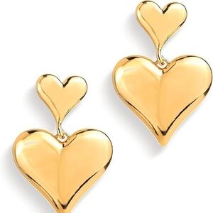 New Liv Oliver 18k gold plated Heart Drop Earrings